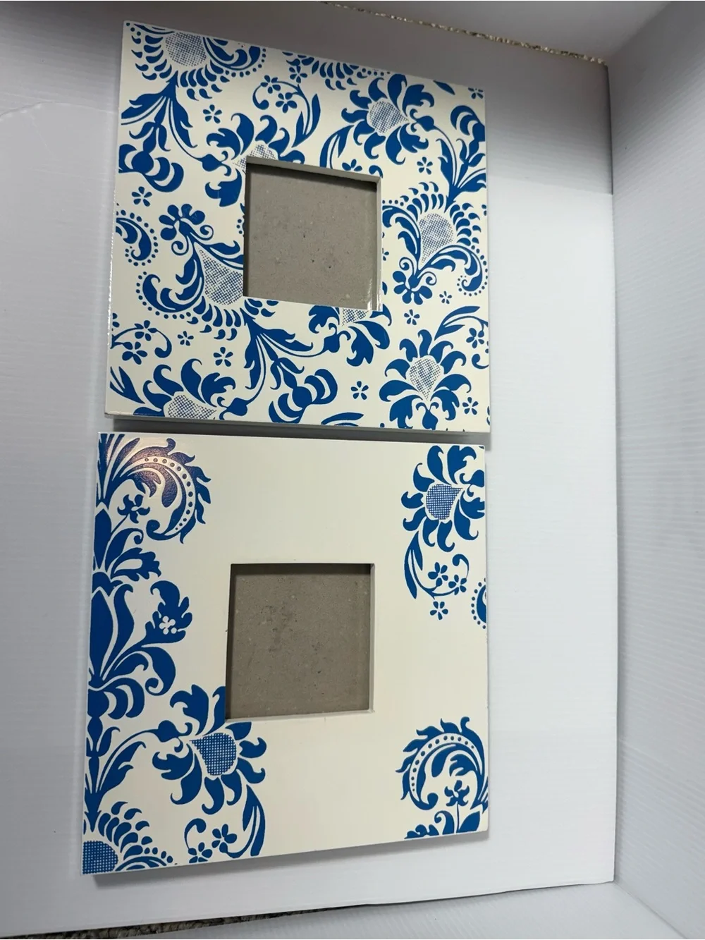 Blue Floral Ceramic Photo Frames - White & Blue Accent